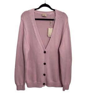 Elie Tahari NWT Size X-Large Pink Minimalist Casual Button Up Cardigan Sweater